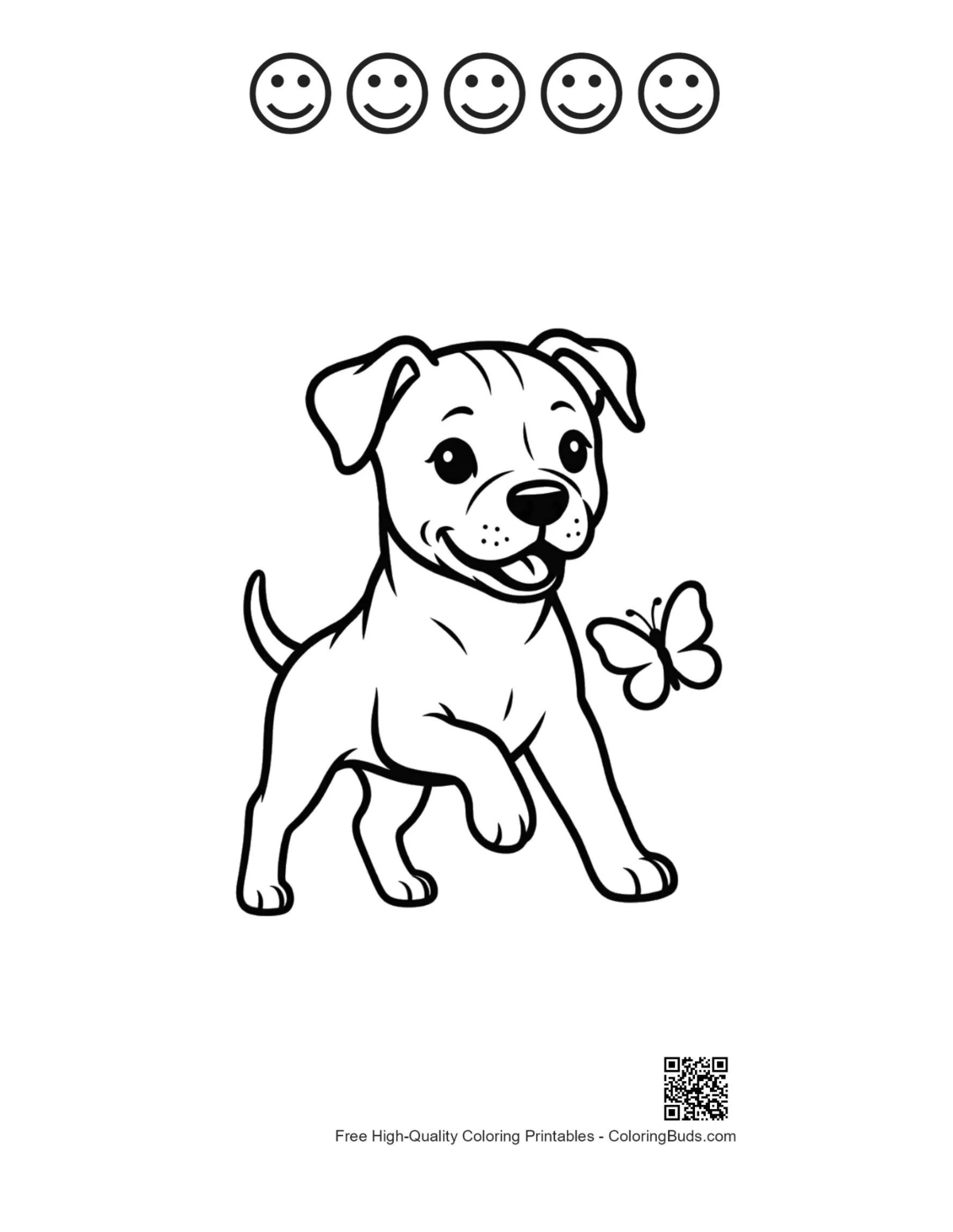 Adorable Pitbull puppy butterflies 5 happy faces