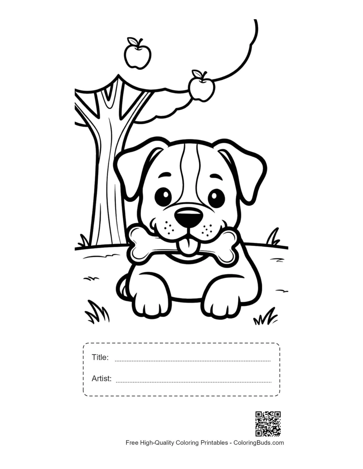 Pitbull coloring sheet printable with title box