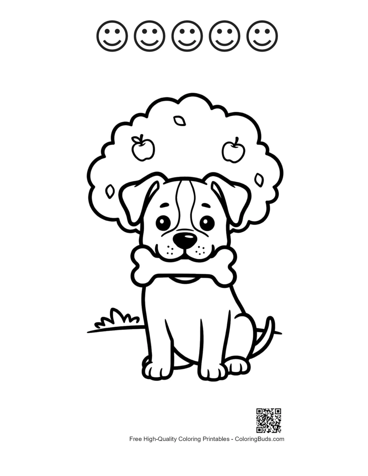 Free Pitbull printable with 5 happy face outlines