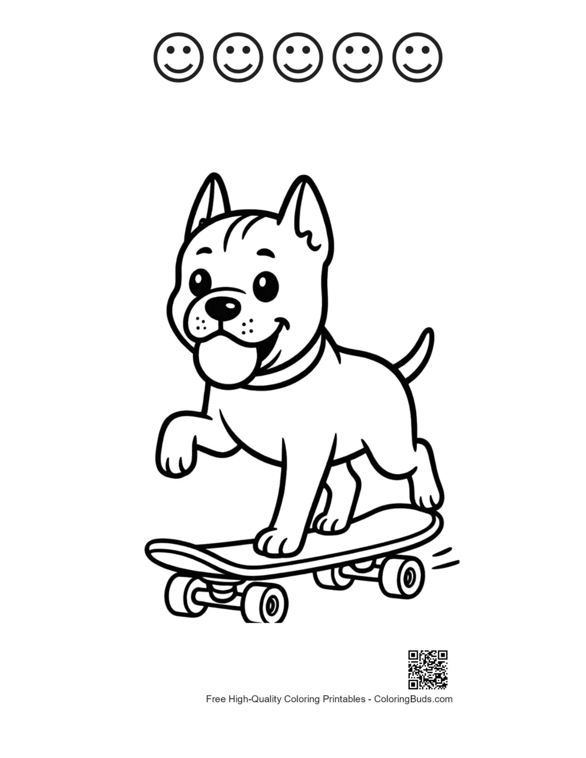 Pitbull puppy park bike with happy faces outline