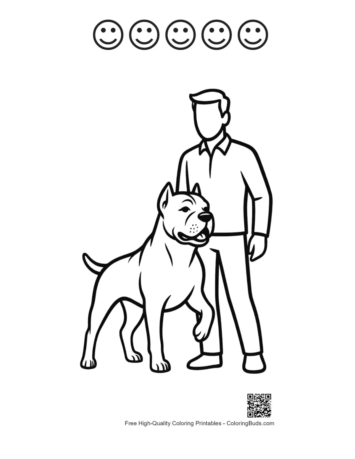 Proud man with pitbull and happy faces printable