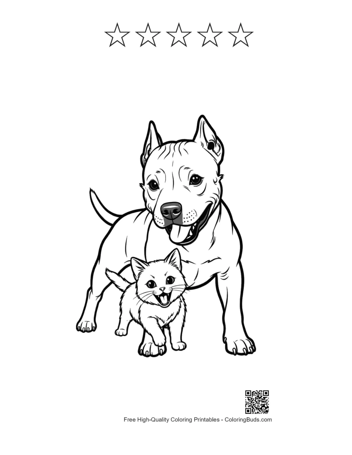 Pitbull kitten printable with 5 stars