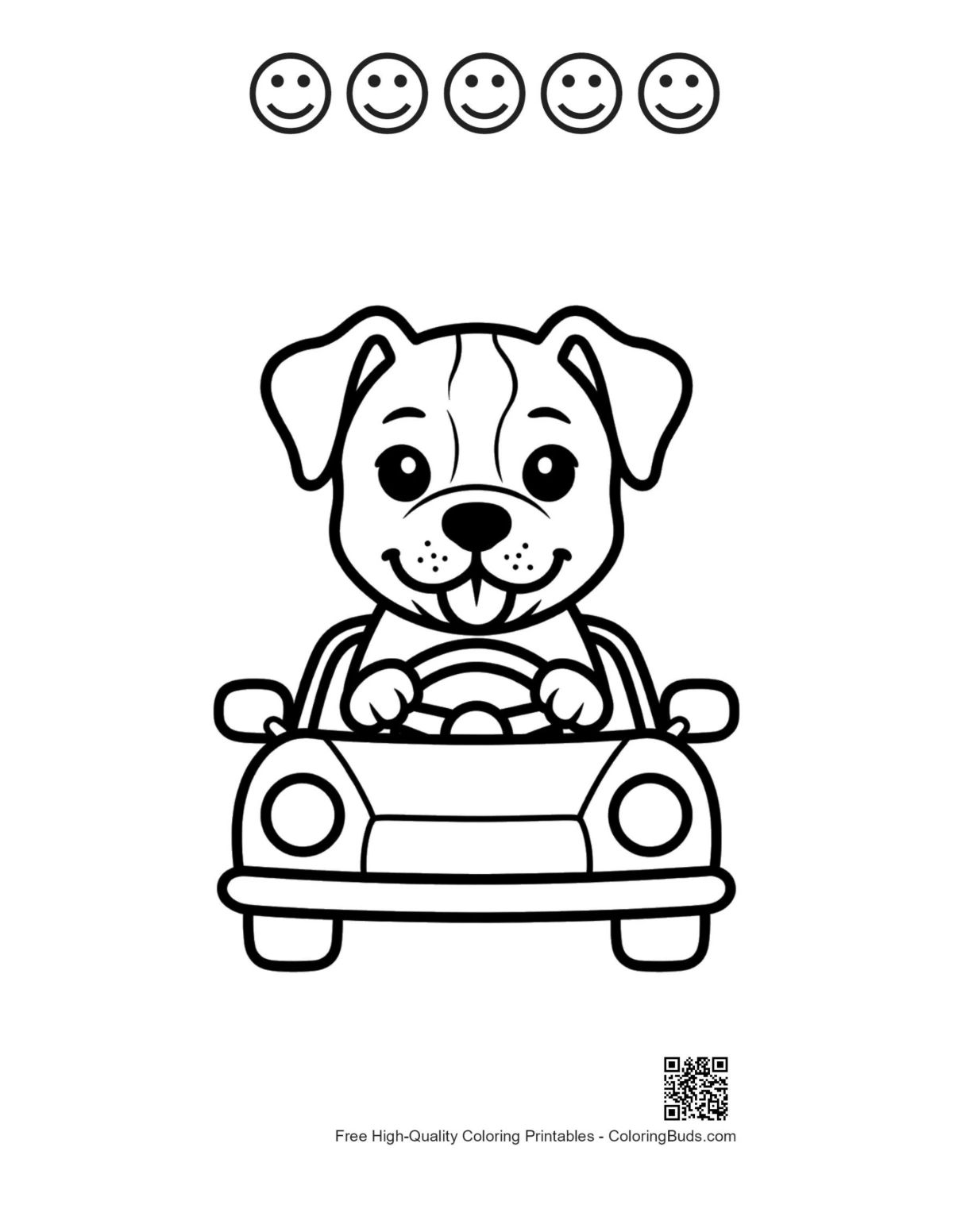 Pitbull sheet with 5 happy face outlines printable kids