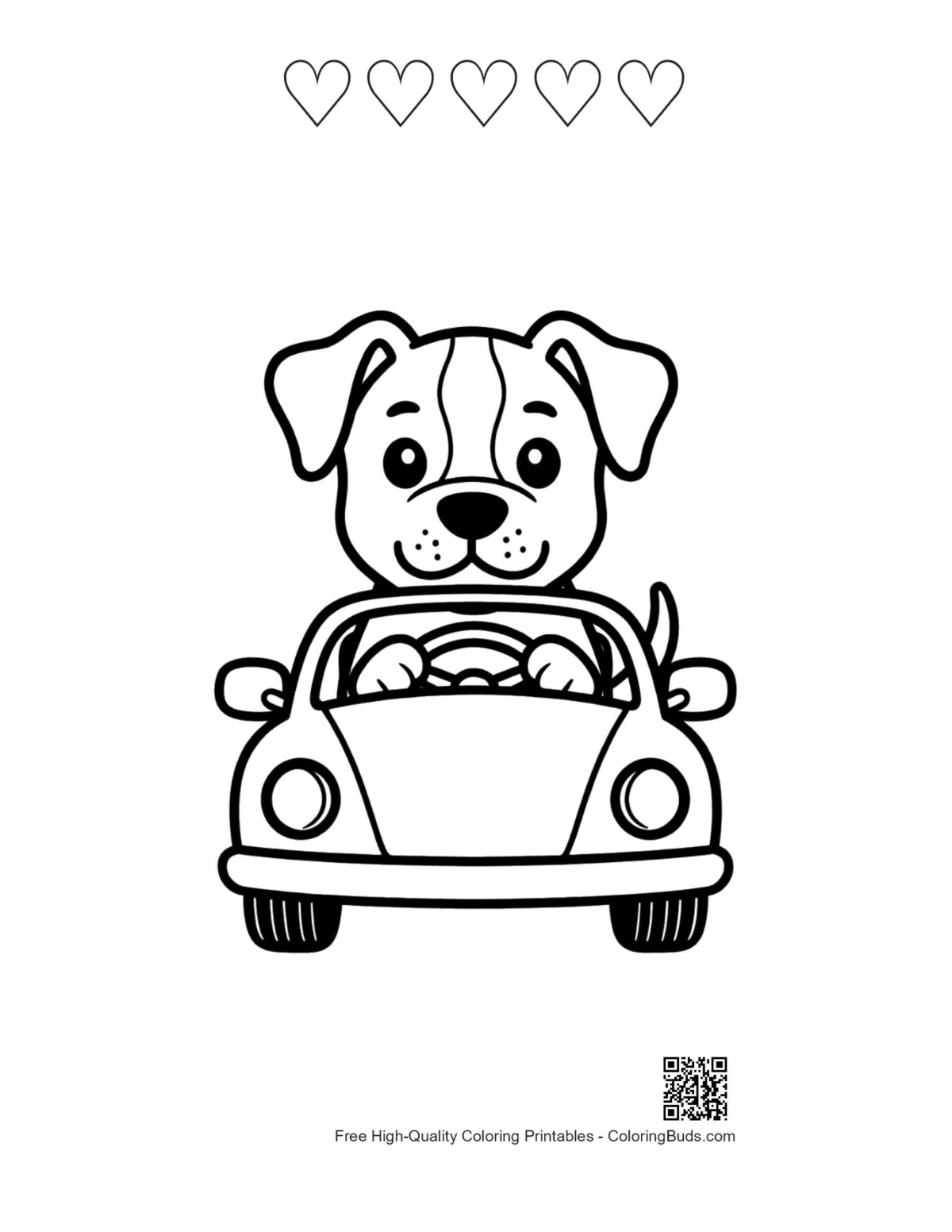 Pitbull road trip hearts coloring page