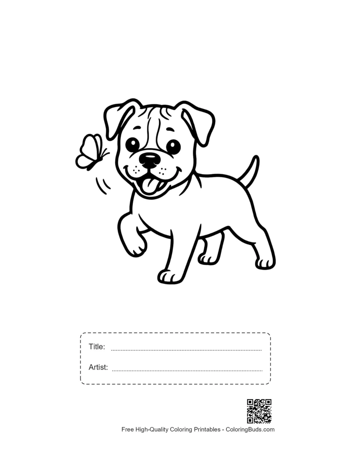 Pitbull coloring page with title artist box printable