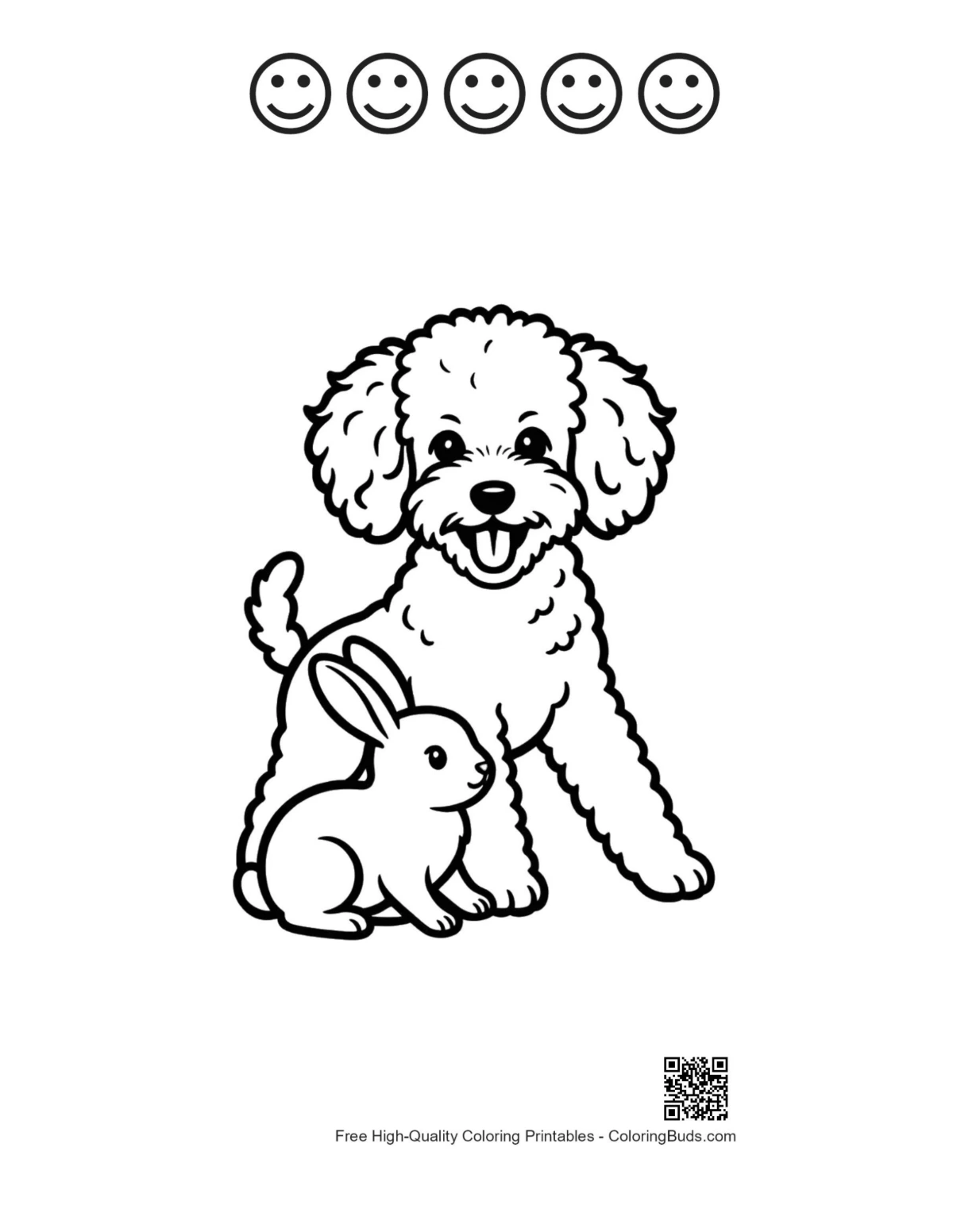 Poodle bunny printable with happy faces