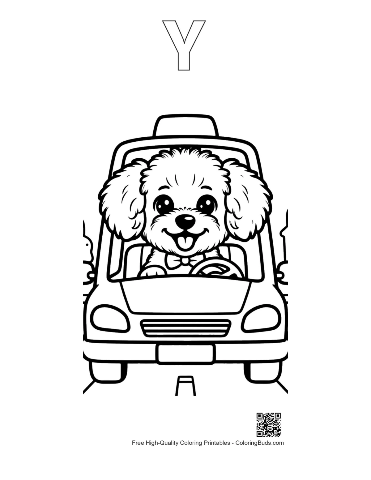 Cute poodle outline with letter Y