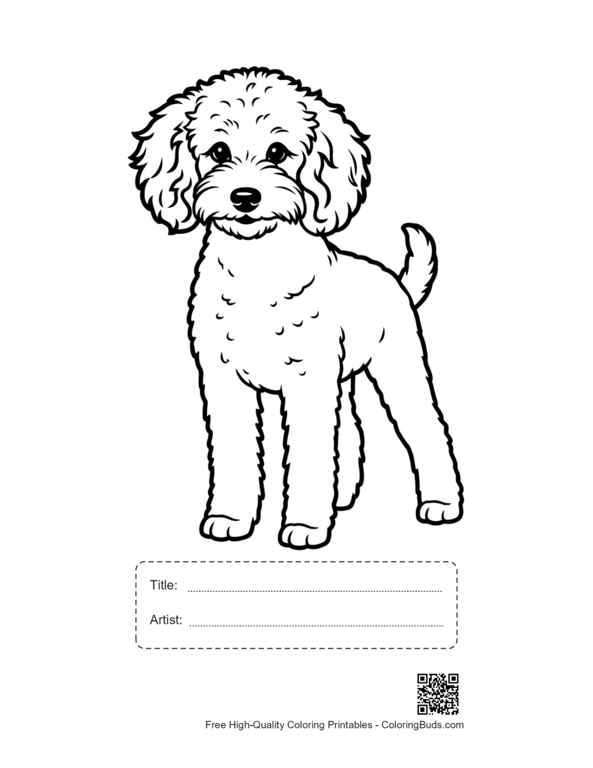 Poodle puppy printable with title box