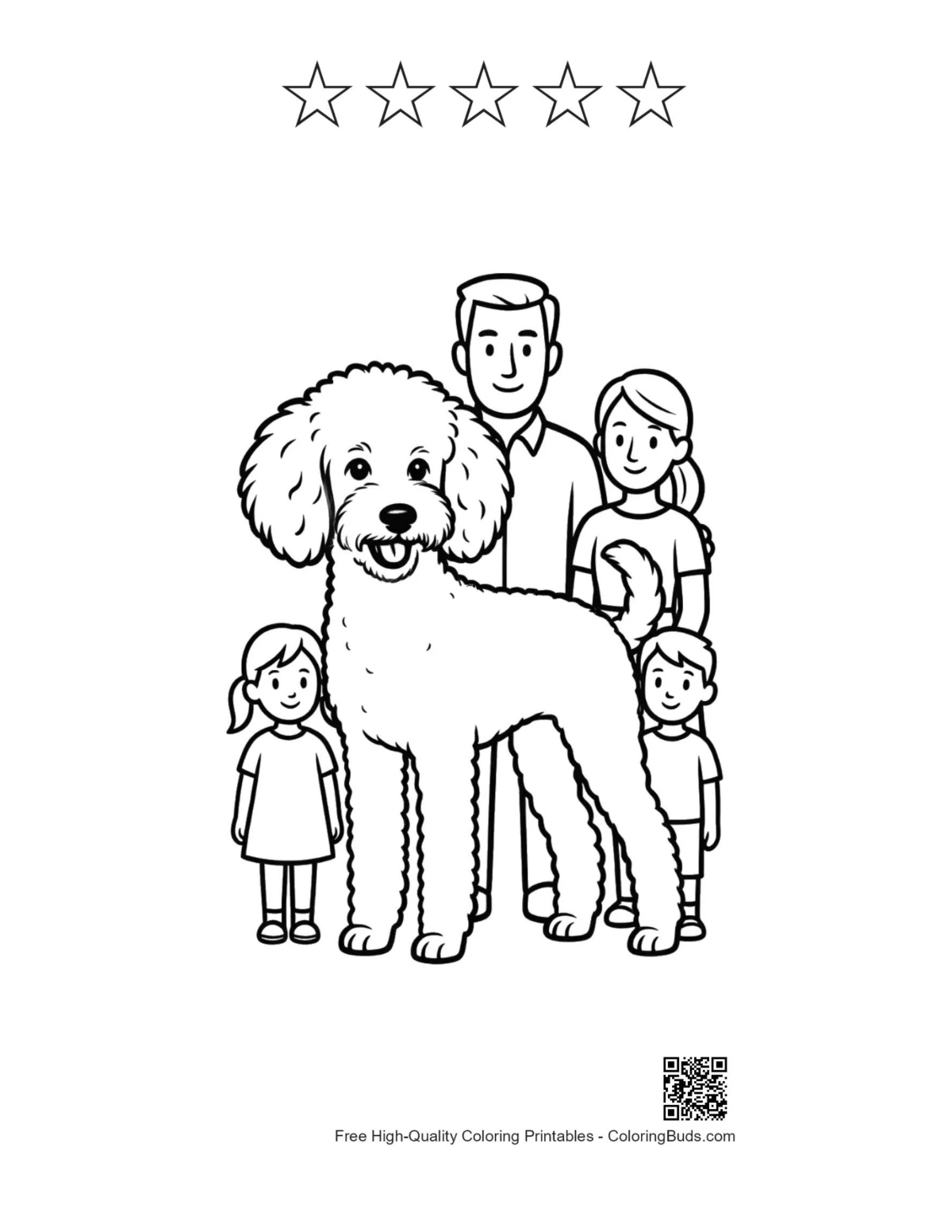Family poodle printable with 5 stars