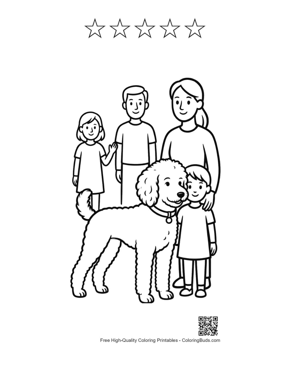 Family poodle printable with 5 stars