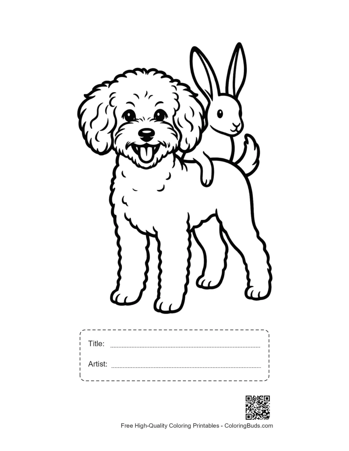 Poodle bunny printable with title box