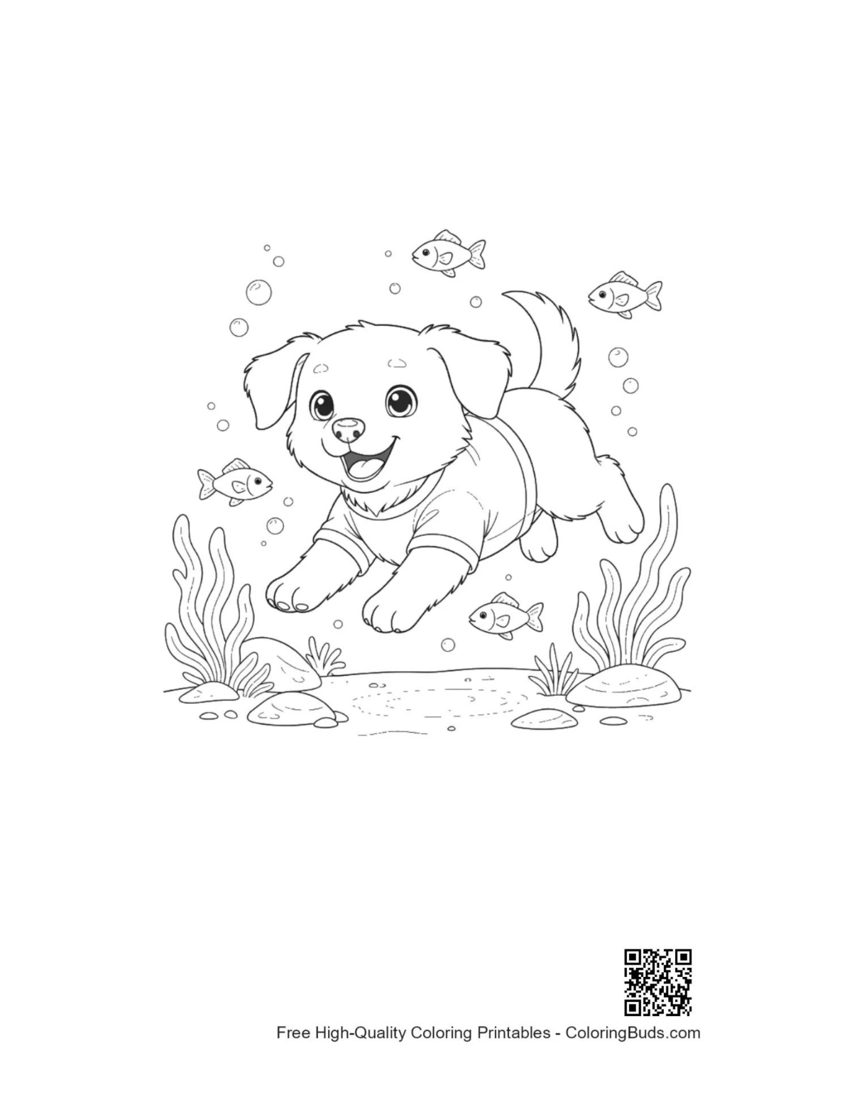 Cute puppy printable coloring page