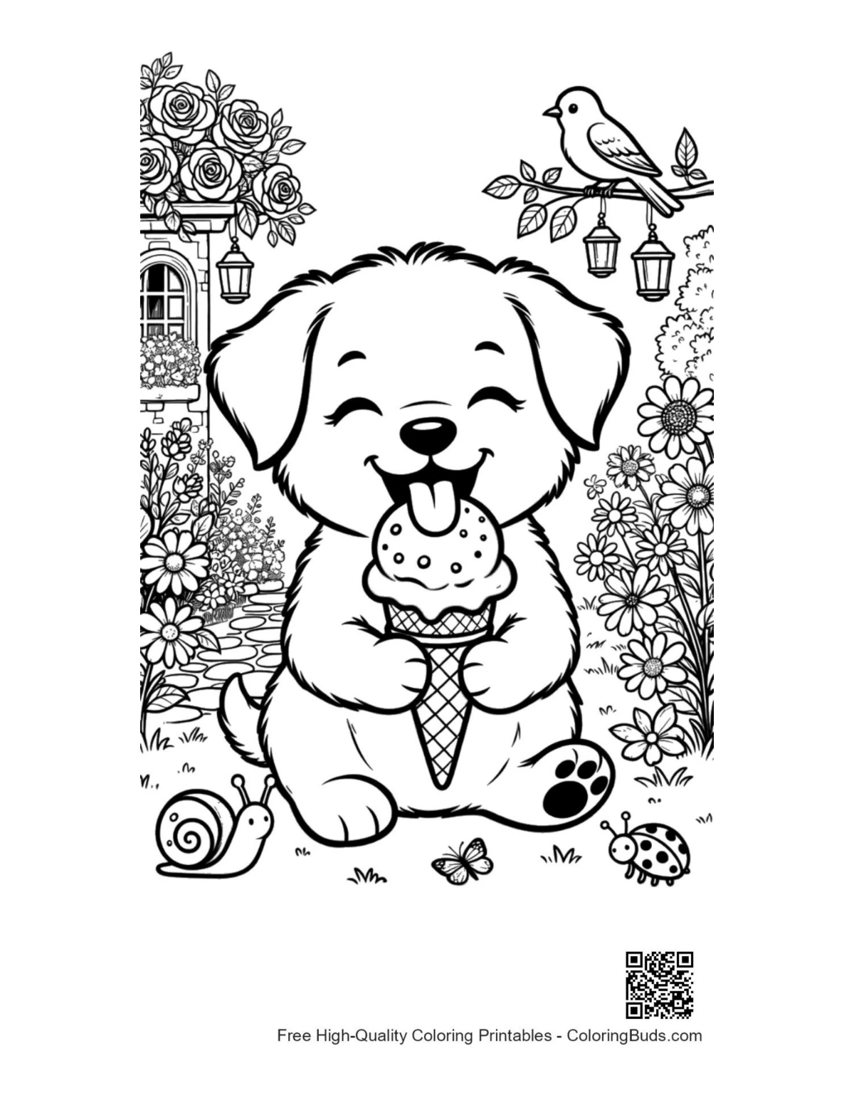 Easy puppies coloring page printable