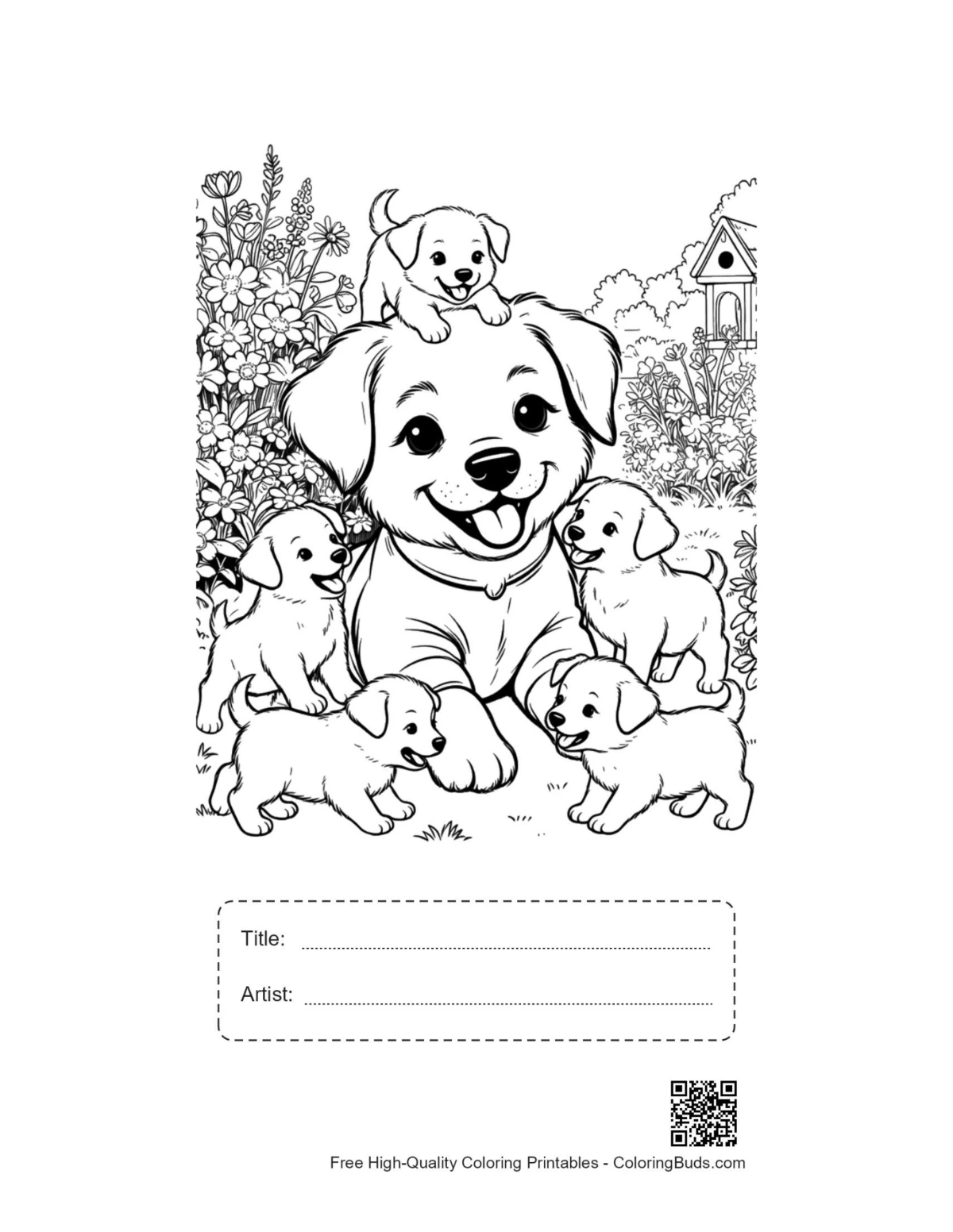 Puppies printable with title and artist box