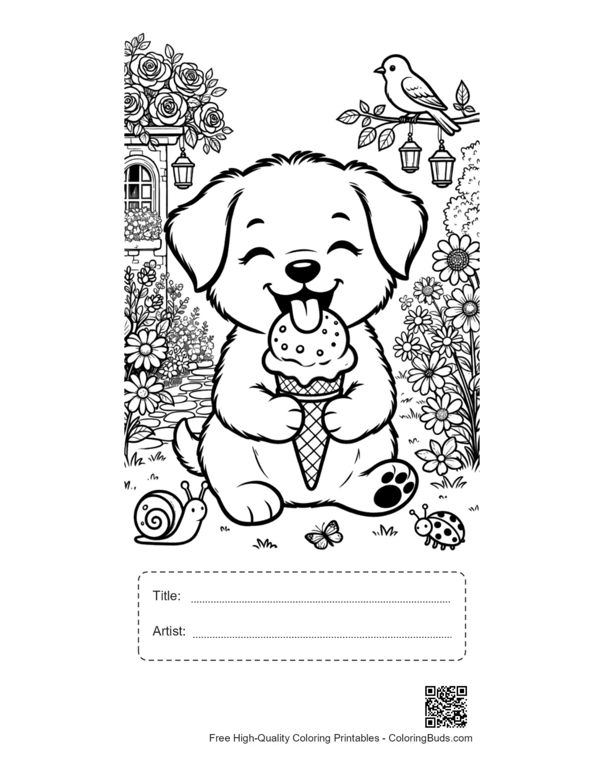 Easy puppies printable with title box