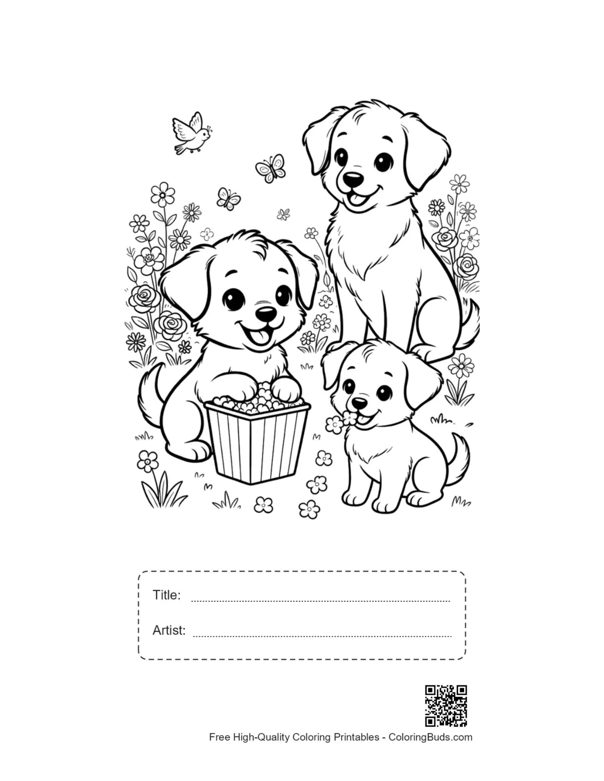 Easy puppies printable with title artist box