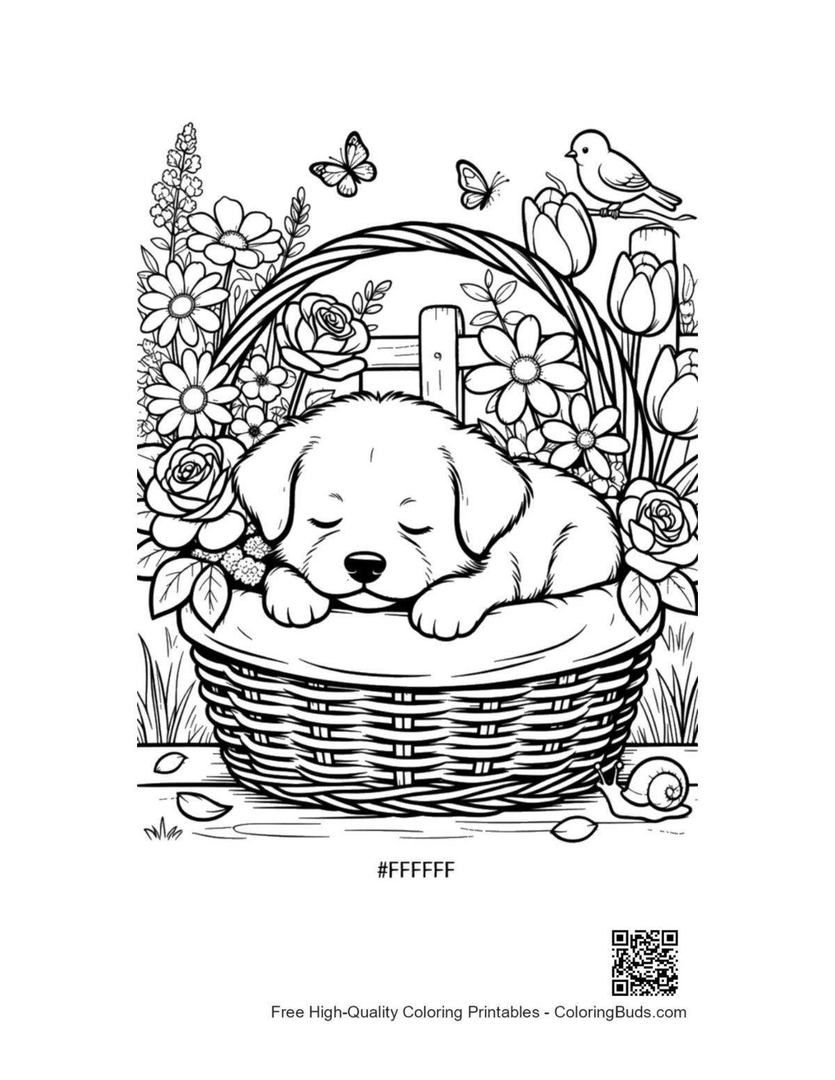 Free printable puppies coloring page