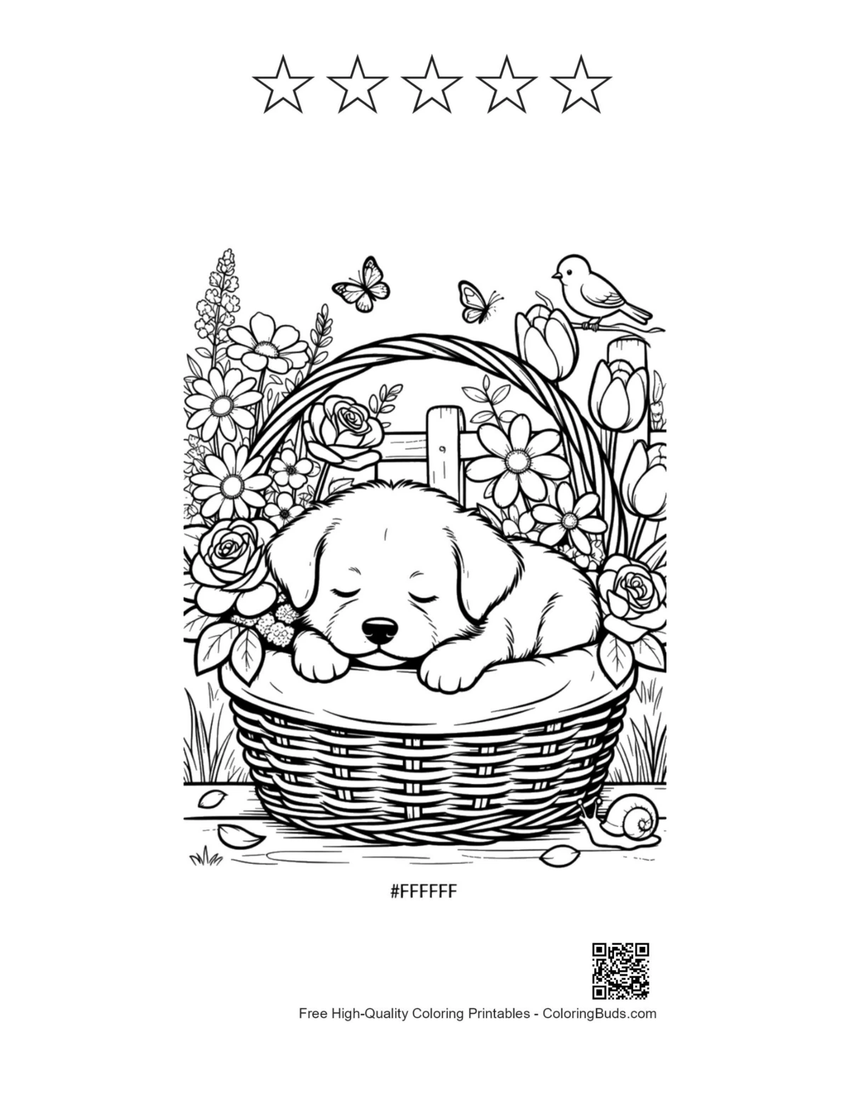 Free puppies printable with 5 stars