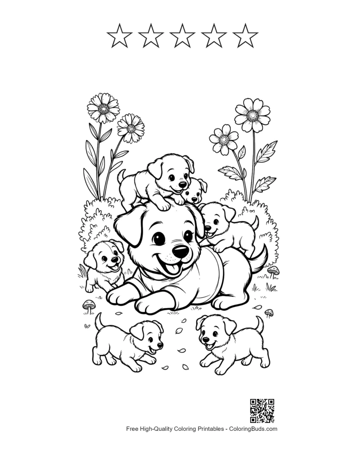 Happy puppy ice cream printable with 5 stars