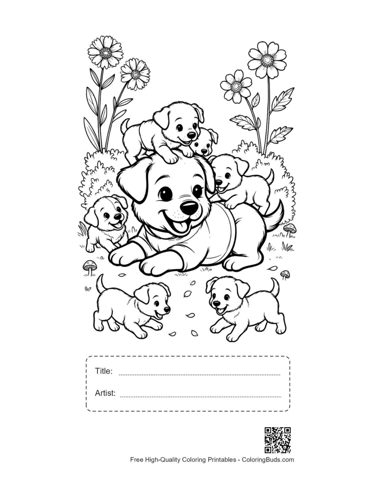 Happy puppy ice cream printable with title box