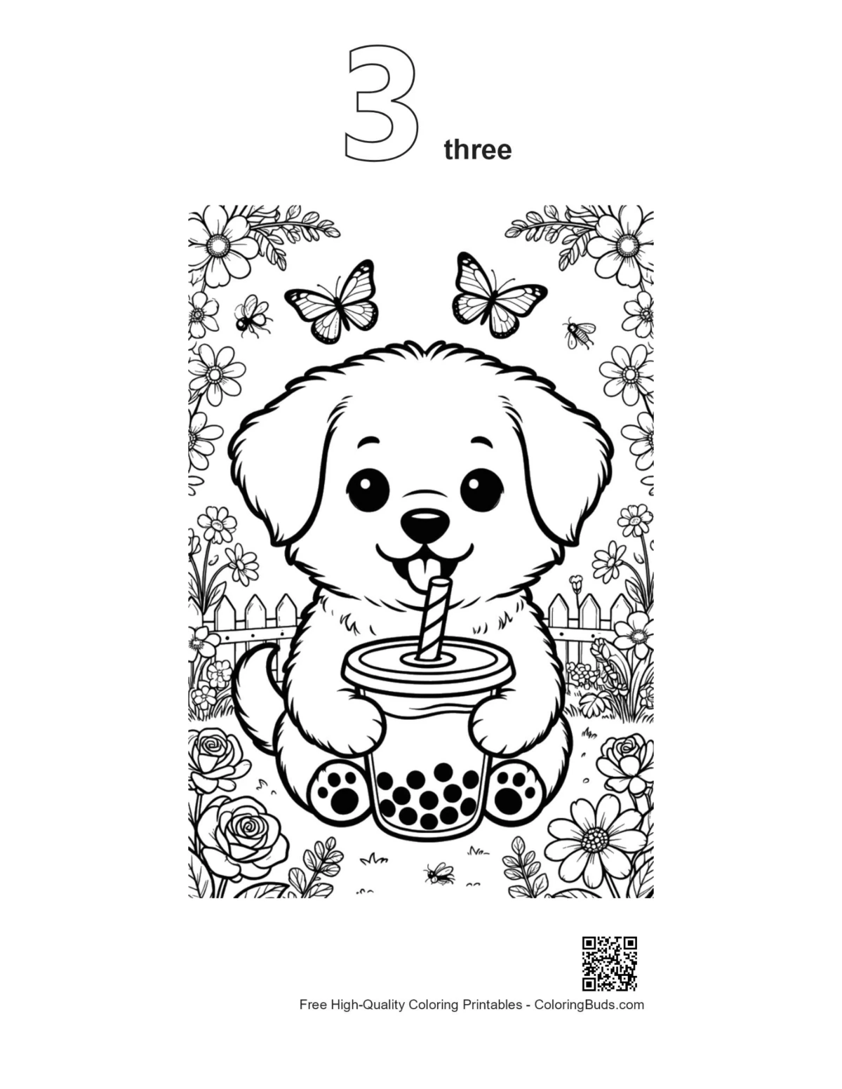 Puppies printable outline design number 3