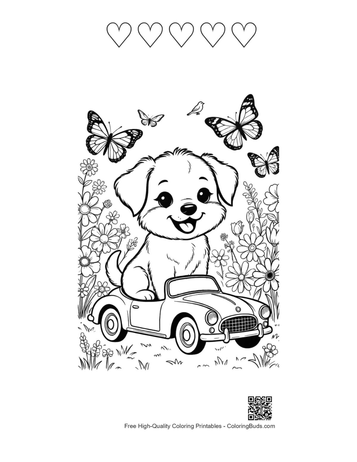 Welpen Herzen Umriss Malvorlage