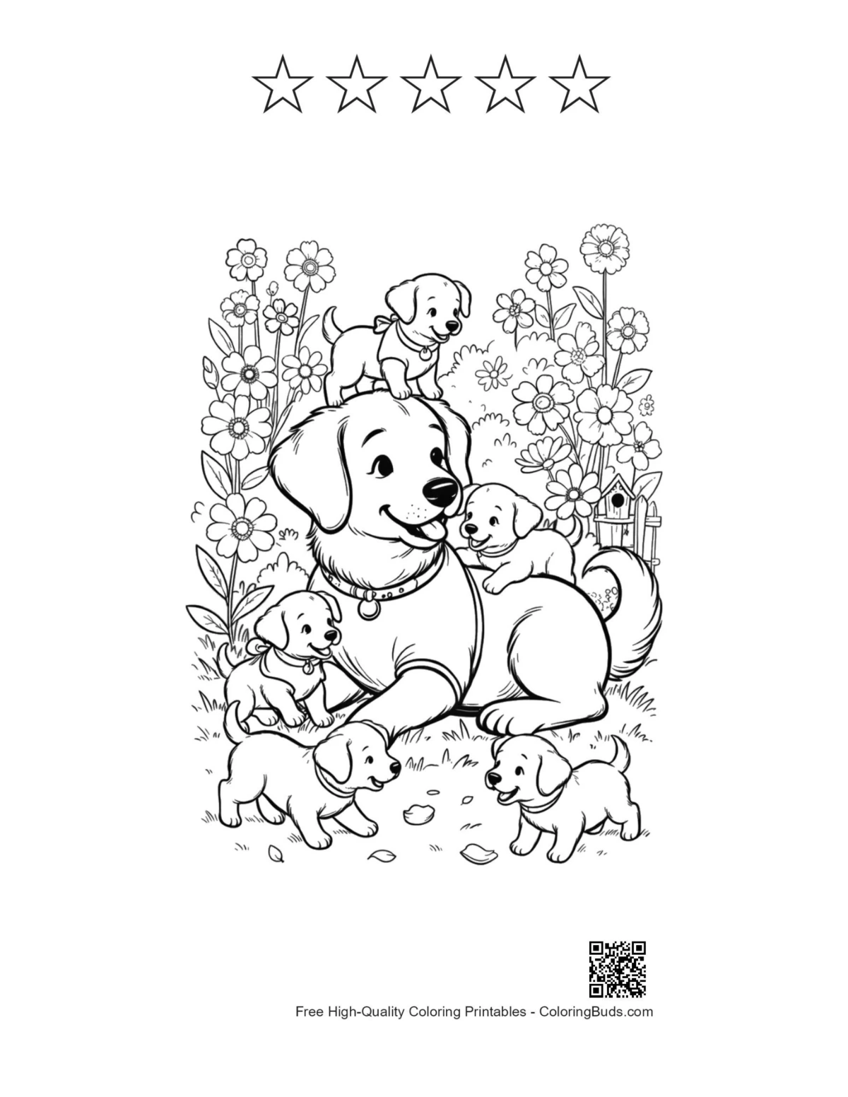 Puppy butterflies printable with star outlines