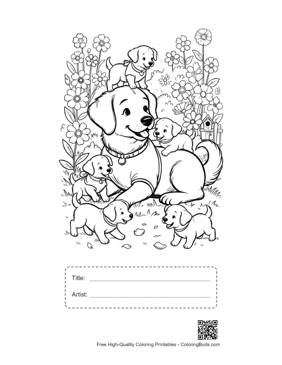 Puppy butterflies printable with title box