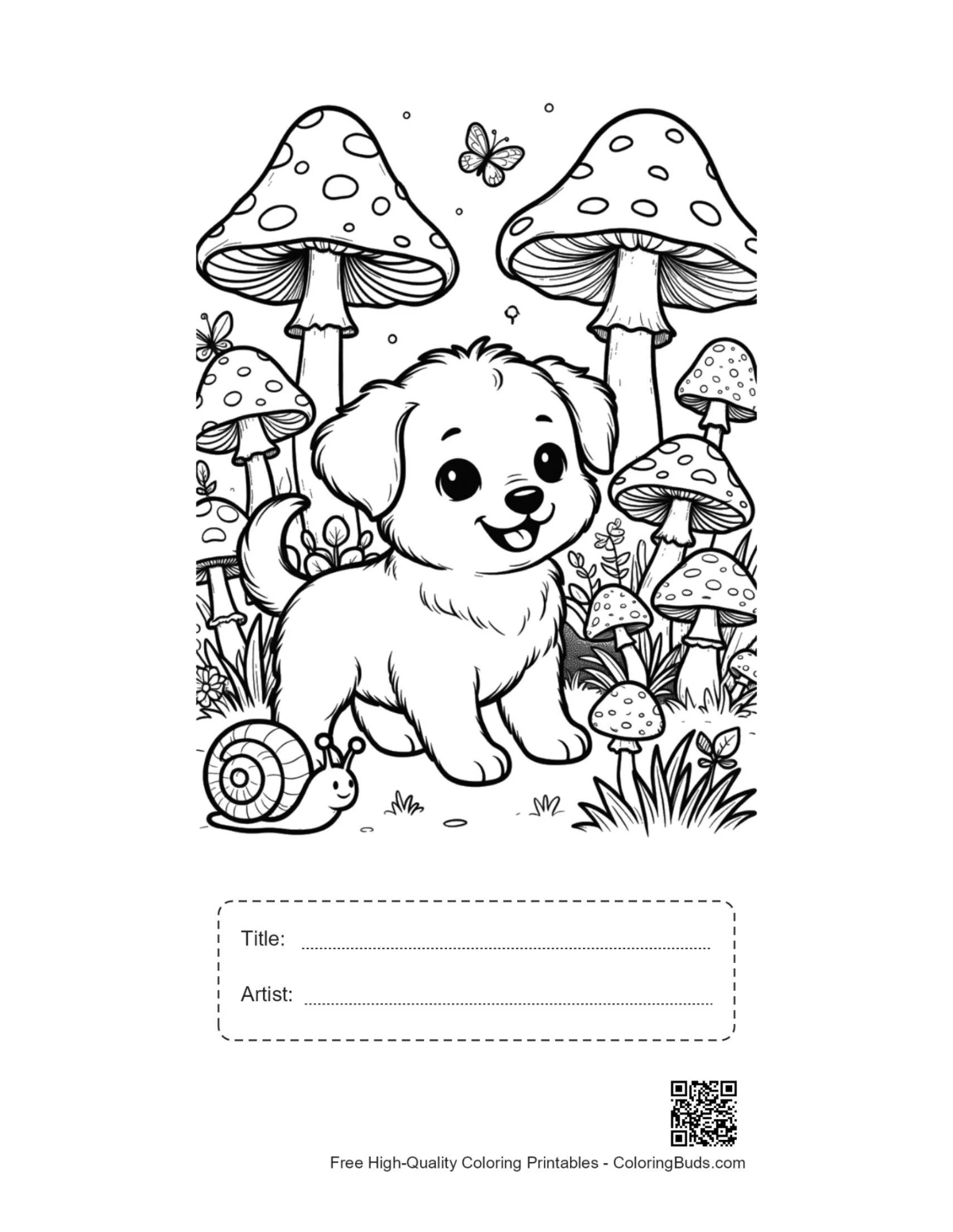 Puppy snails butterflies printable with title artist box