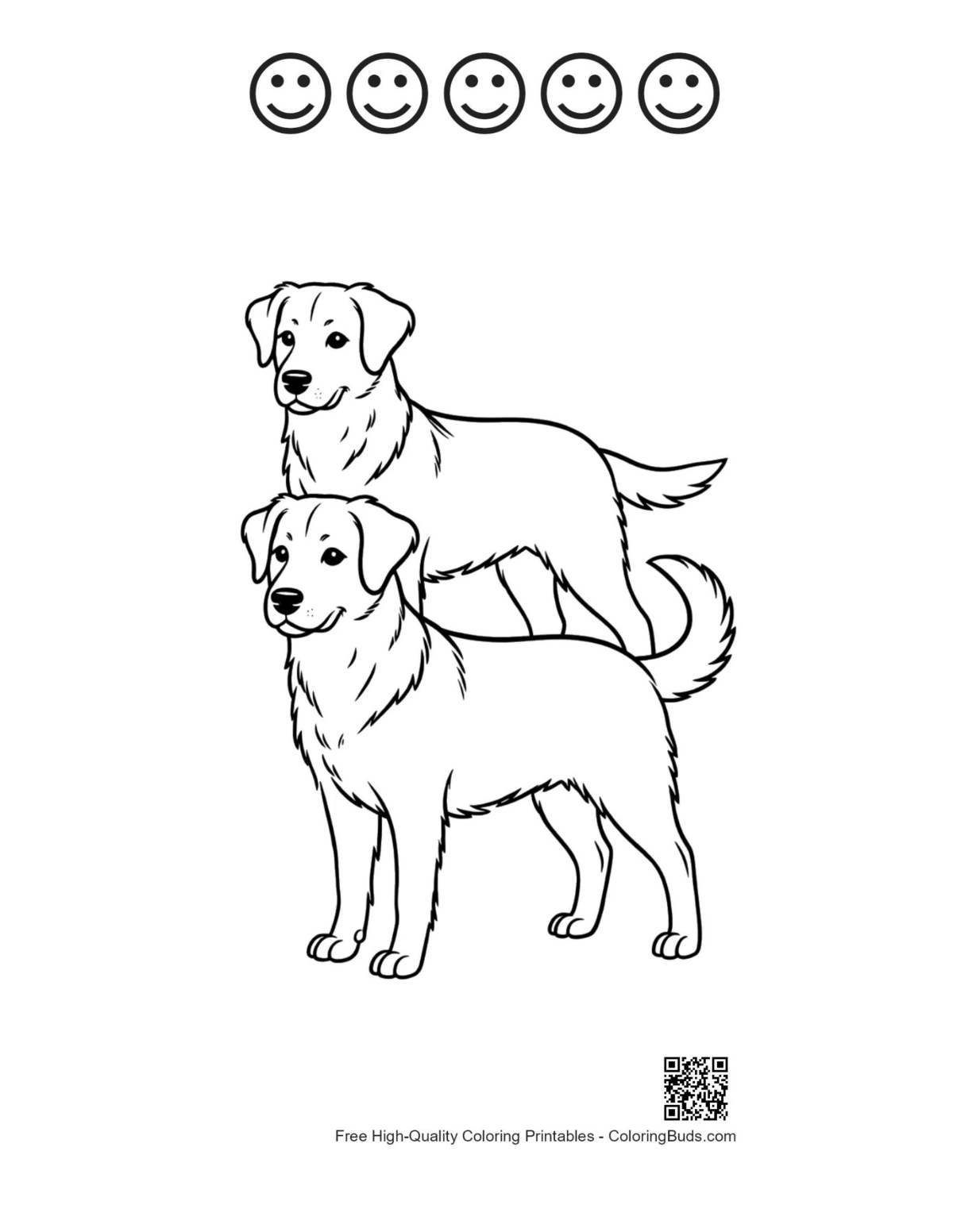 Stacked puppies happy faces outline printable