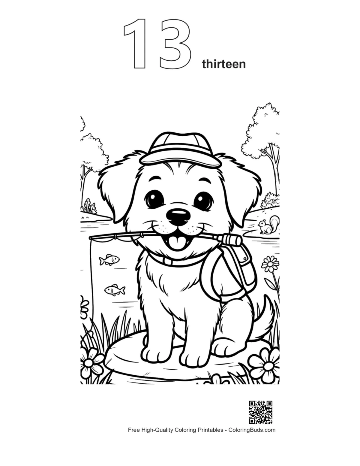 Puppies coloring pages puppy backpack outline number 13