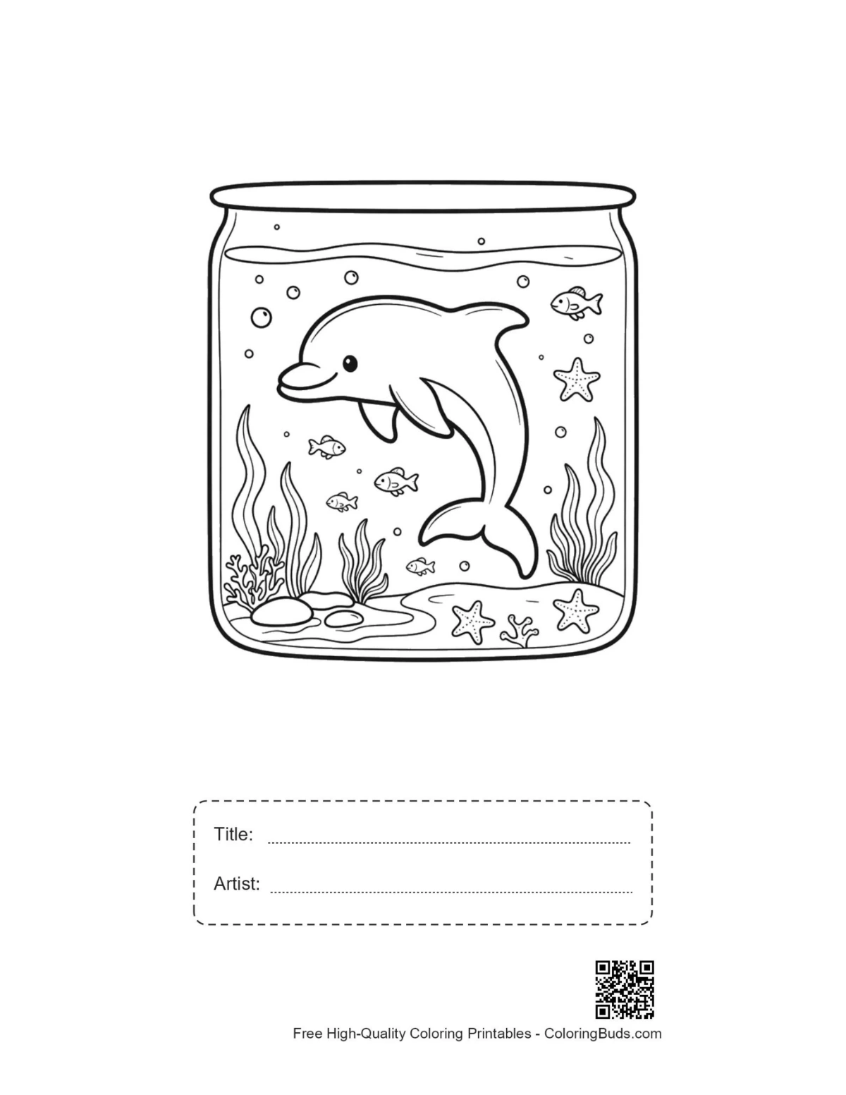 Dolphin calf glass jar printable with title artist box