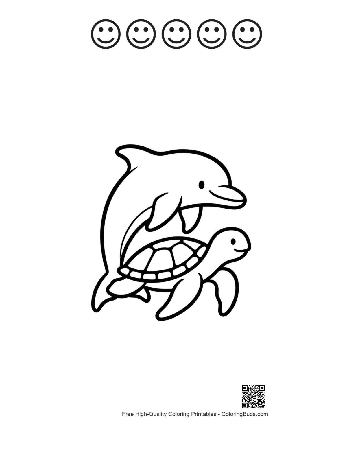 Dolphin baby turtle printable with 5 happy faces