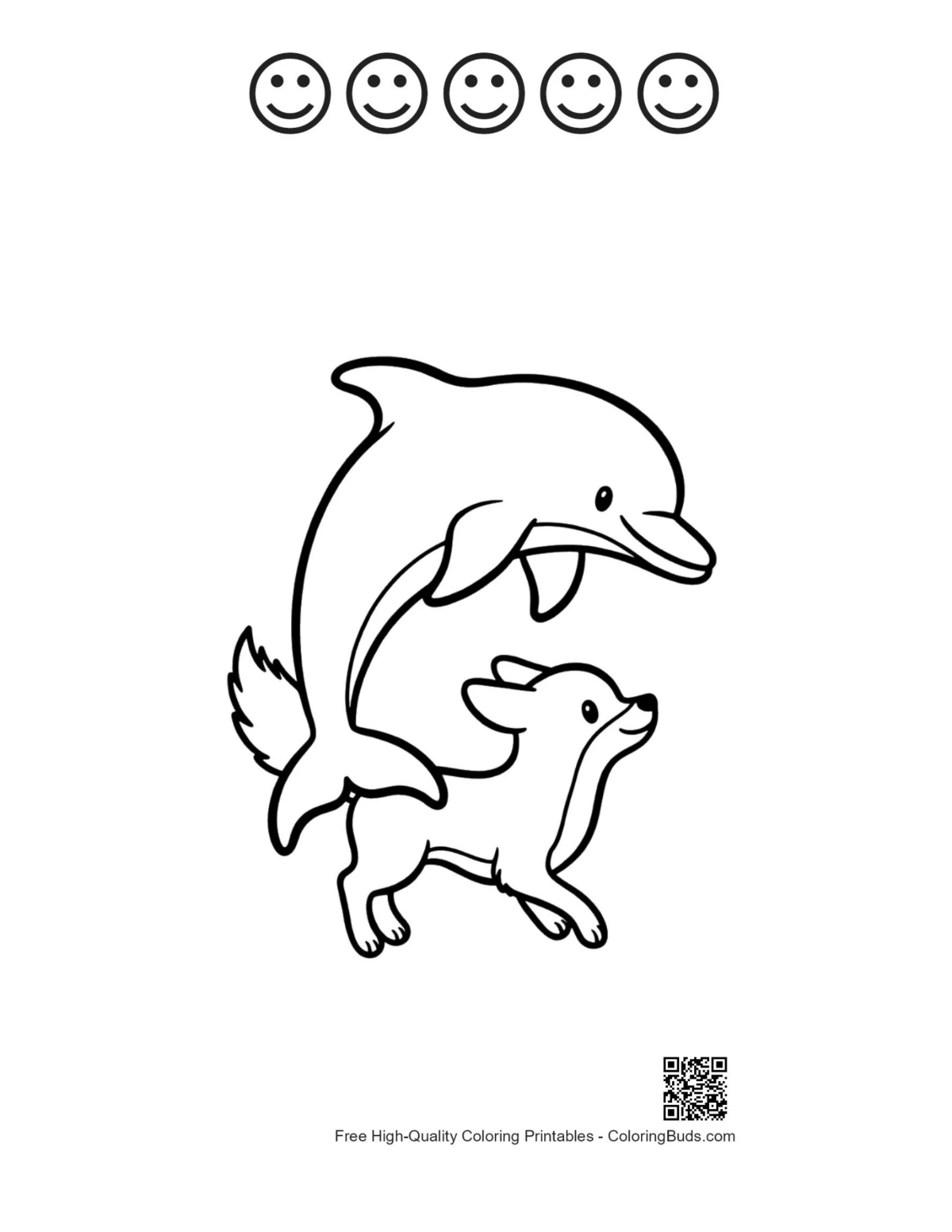 Printable jumping dolphin with chihuahua happy faces