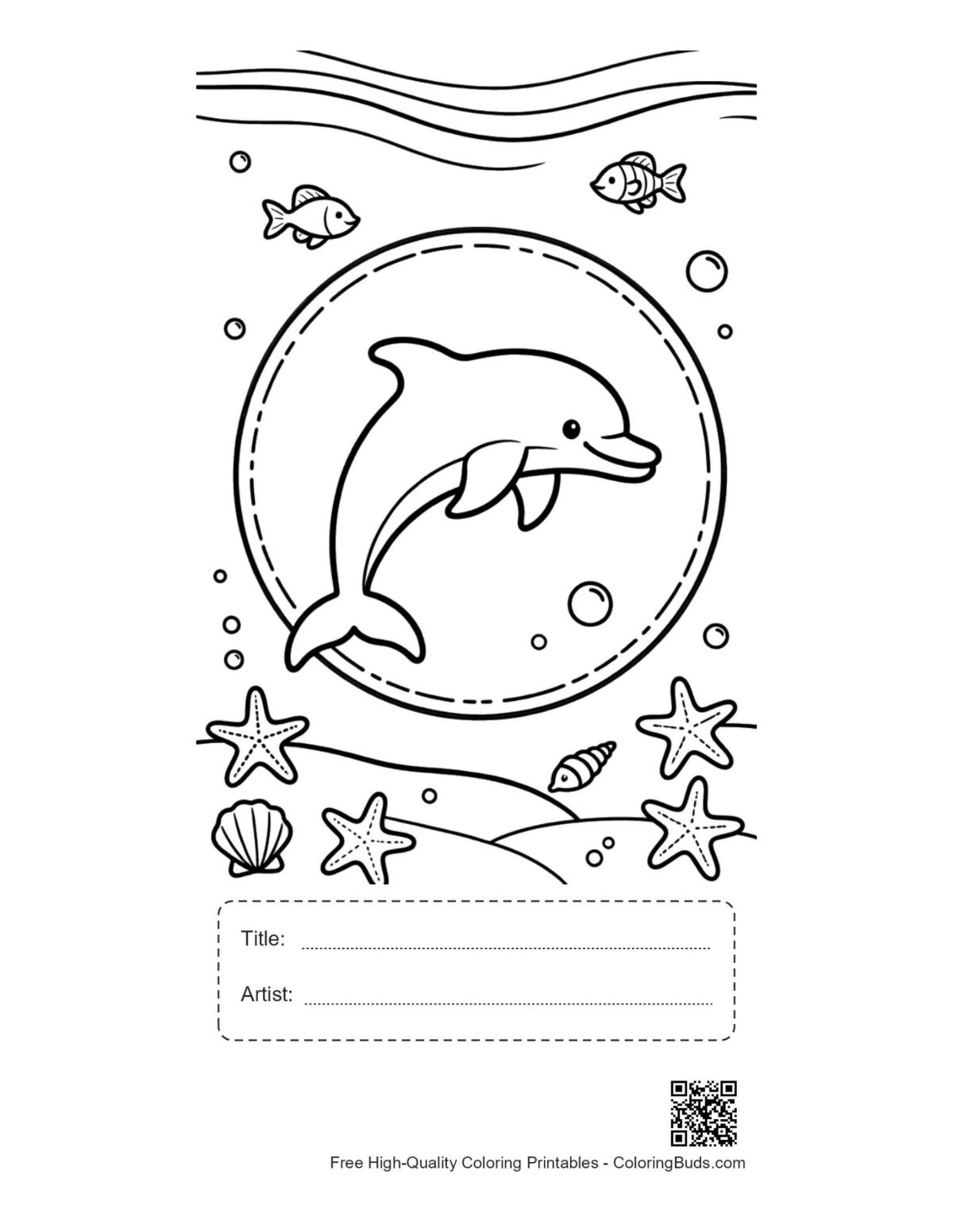 Dolphin printable with title artist box