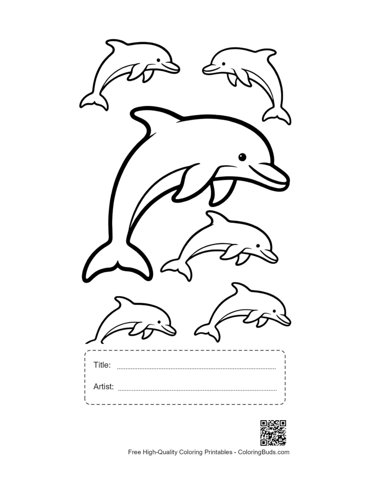 Printable jumping dolphin with title box