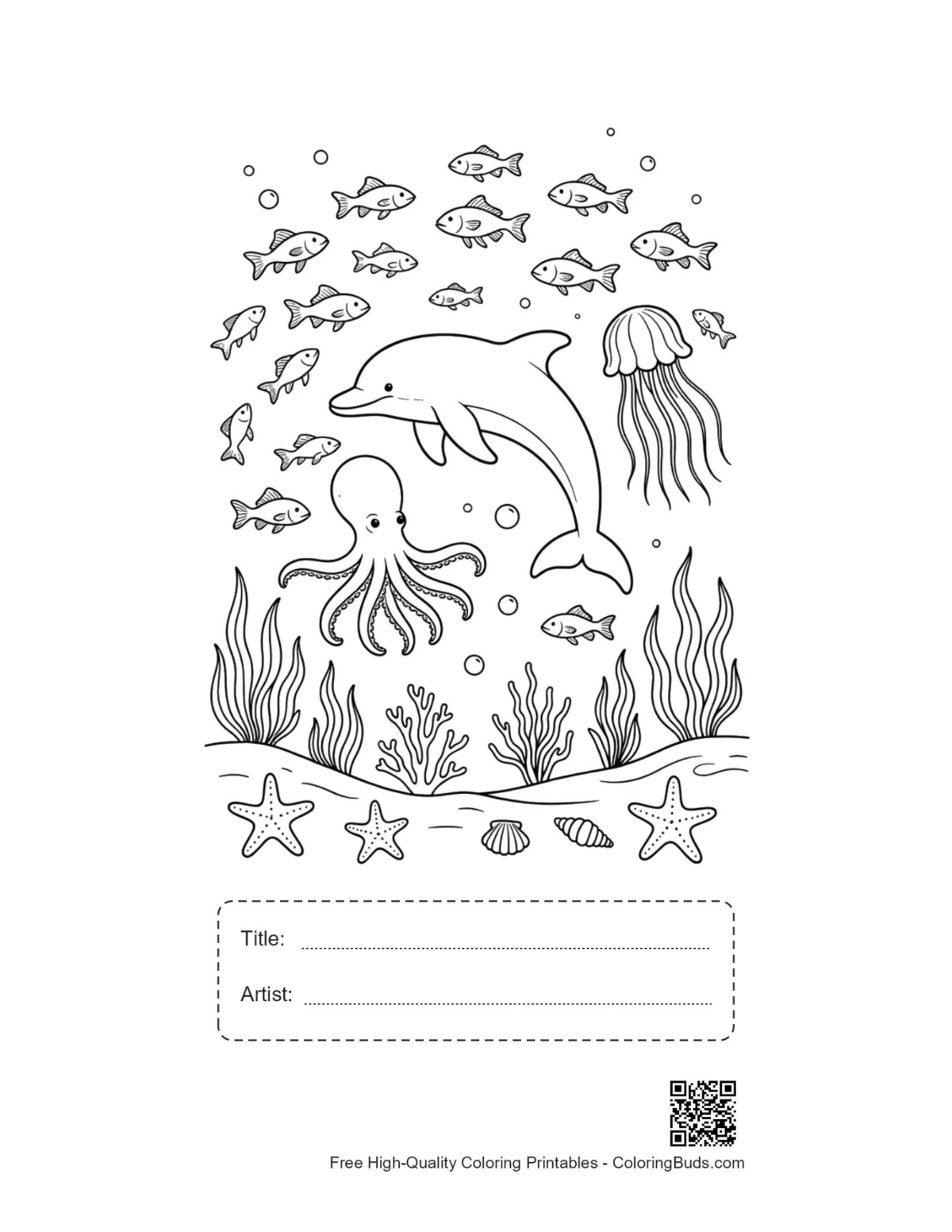 jumping dolphin printable with title box
