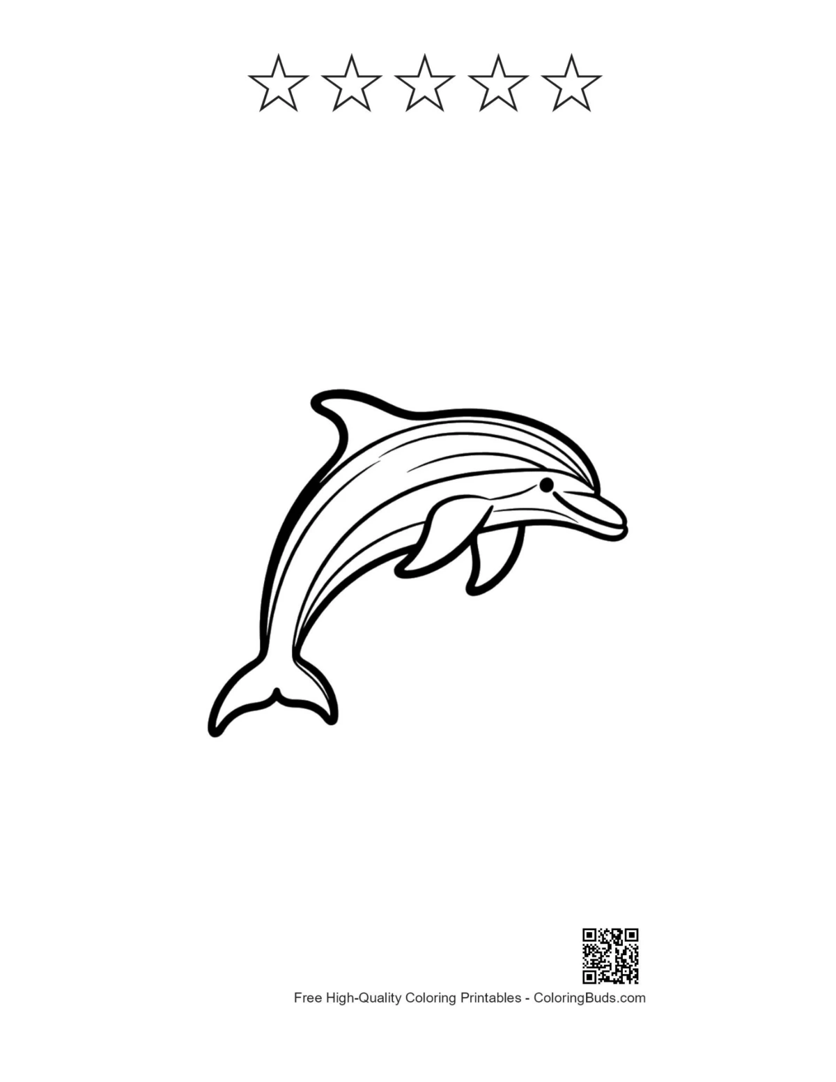 Jumping dolphin and star outlines printable