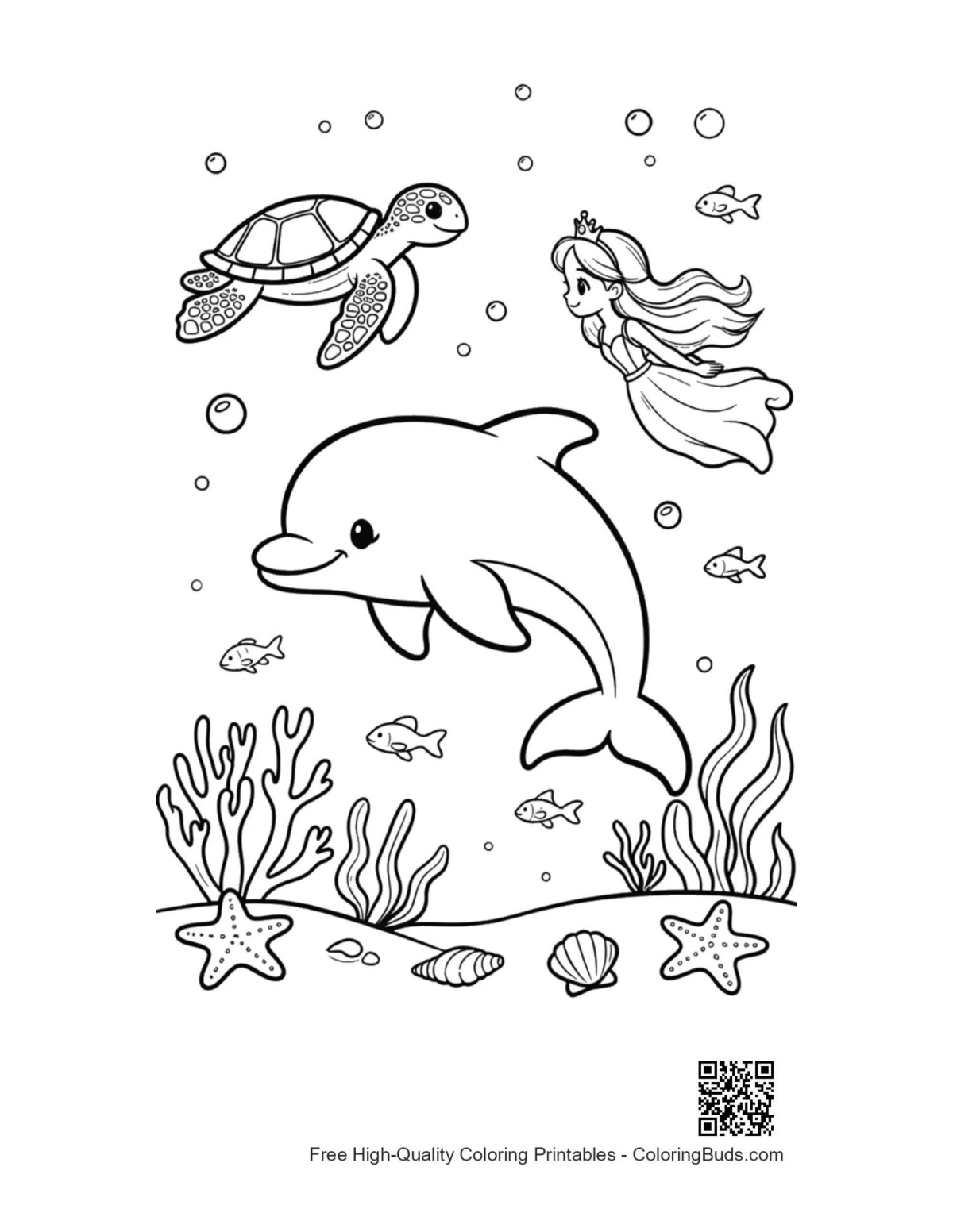 Jumping dolphin printable coloring page outline