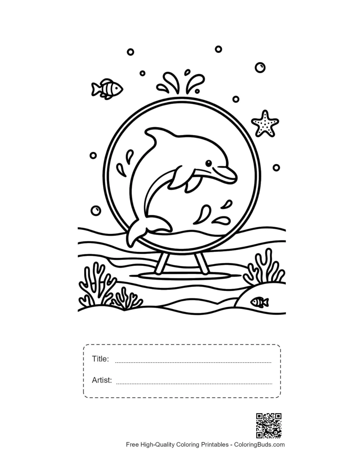 Dolphin hoop jump printable with title artist box