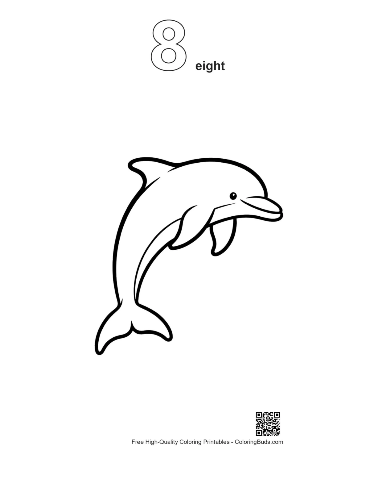 Number 8 jumping dolphin printable outline