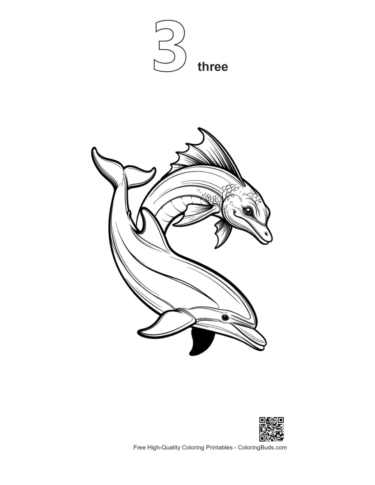Dolphins leaping sync outline number 3