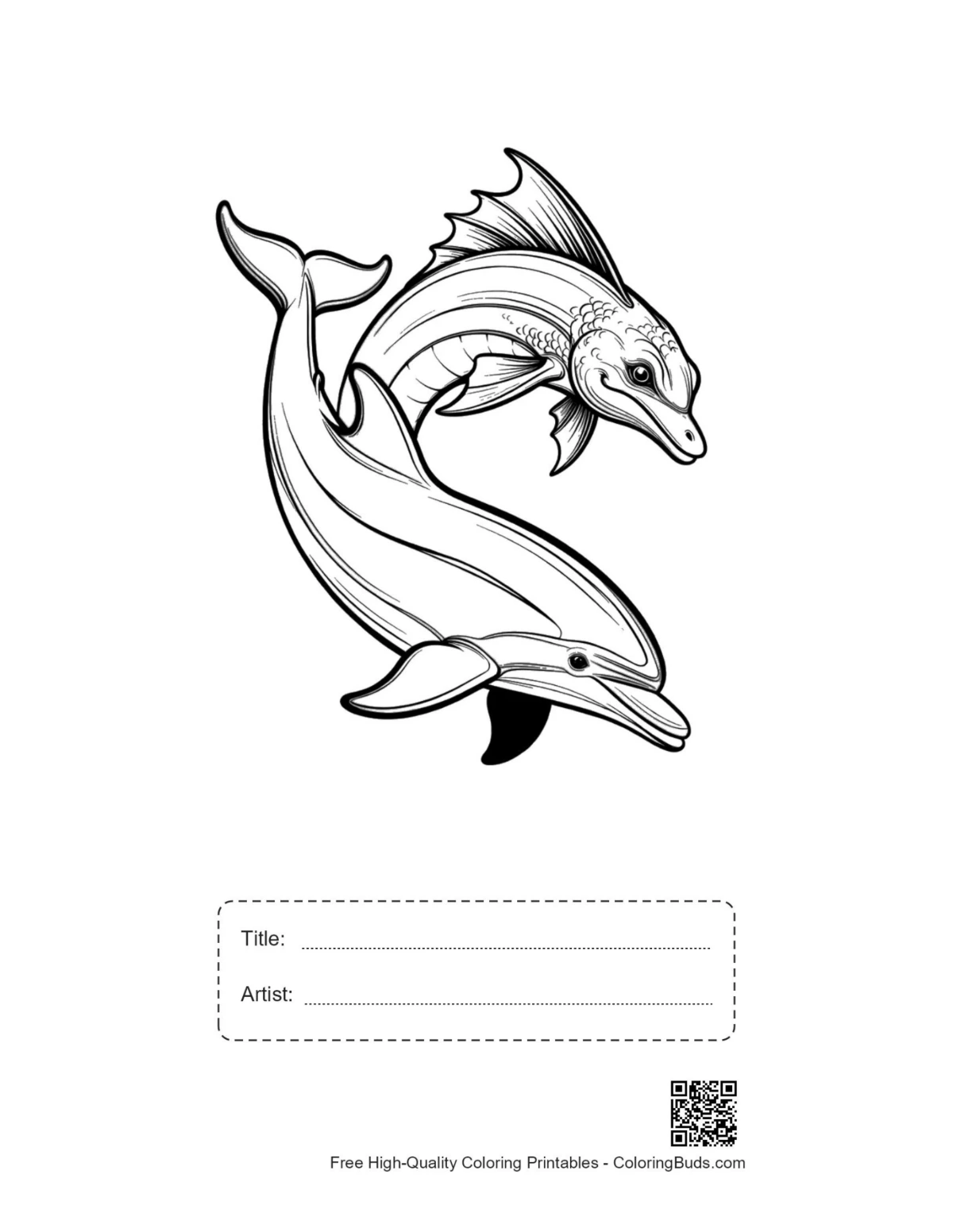 Playful dolphins printable with title box