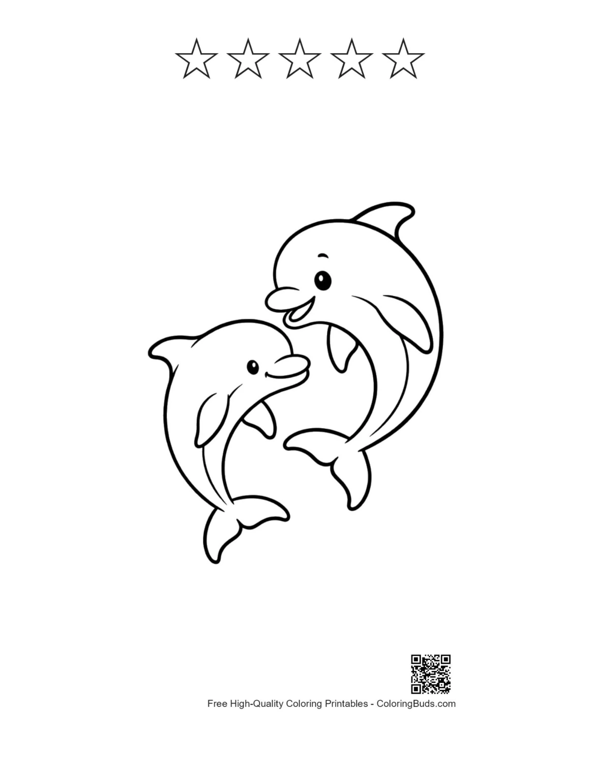 Dolphins printable with star outlines