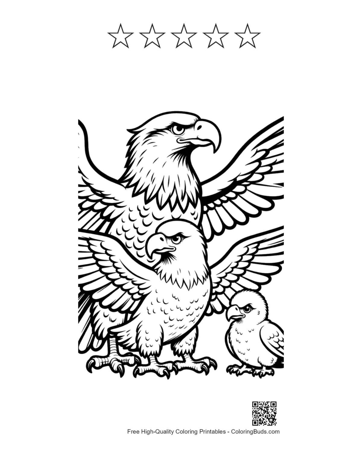 Bald eagle printable with star outlines