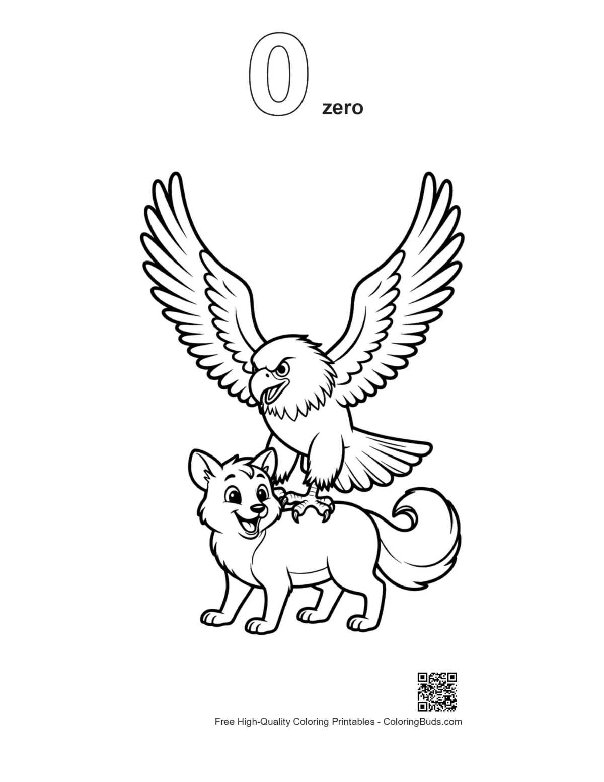 Outline printable bald eagle fox number 0