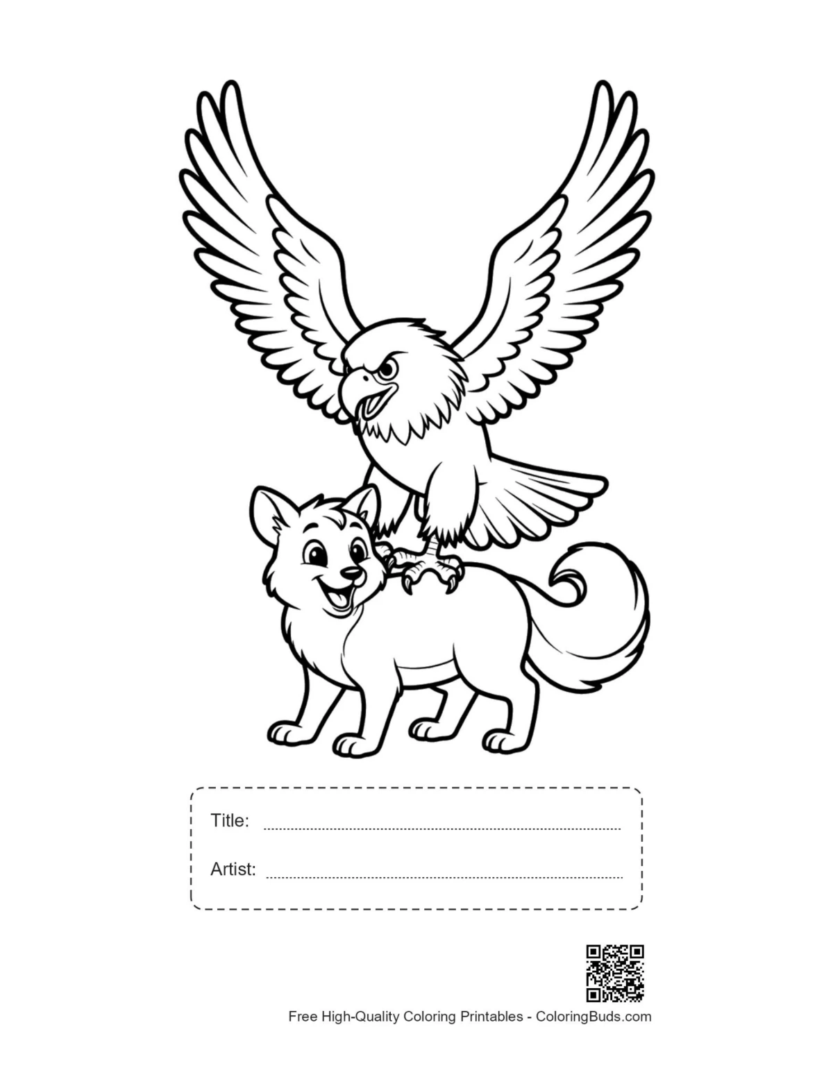 Printable bald eagle fox design with title