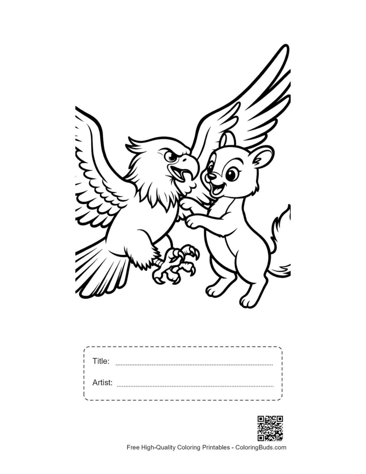 Bald eagle squirrel printable with title box