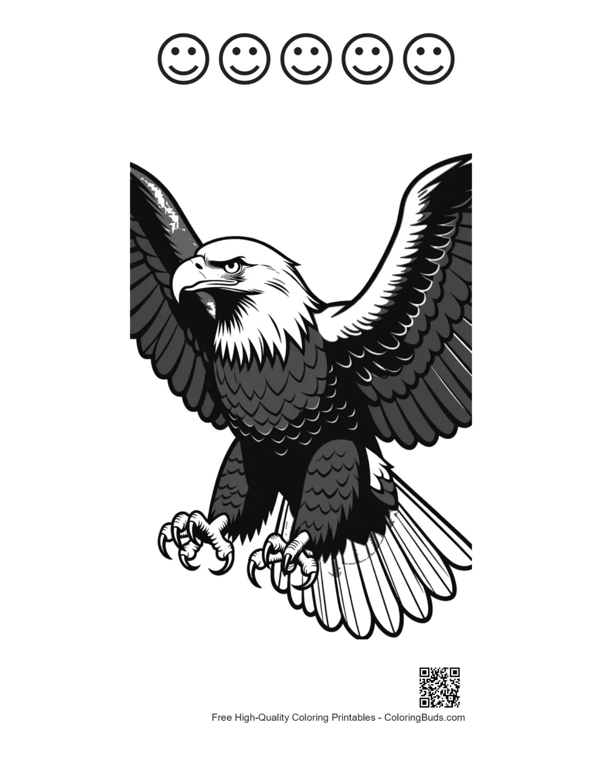 Bald eagle printable with happy face outlines