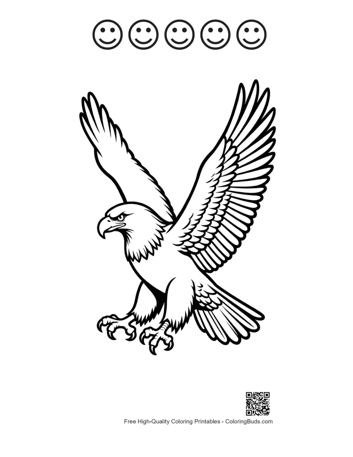 Eagle coloring page with happy faces